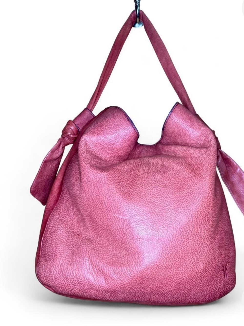 Frye Rose Pink Leather Knot-Handle Shoulder Bag - Picture 2 of 6